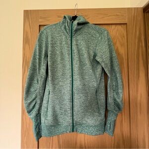 Brooks Heathered Teal Zip-Up Running Hoodie | EUC | Wool Blend